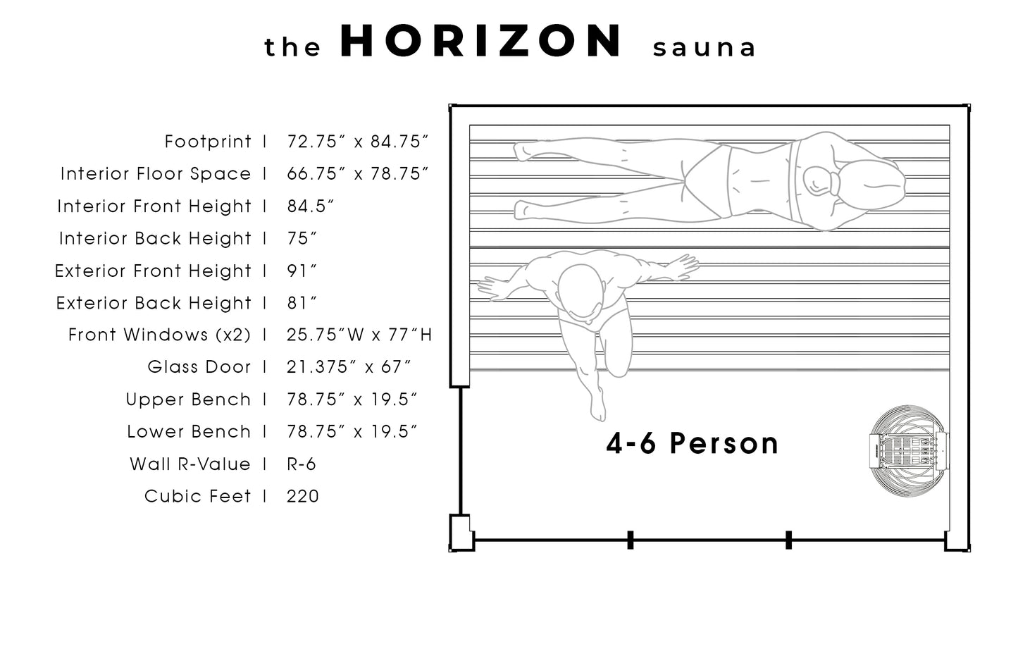 Steemd Horizon 4-6 Person Sauna